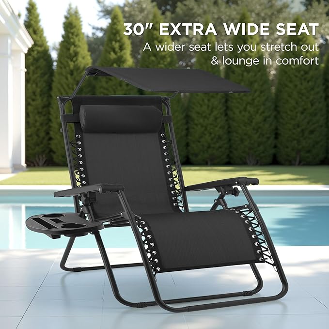 Best Choice Products 30” Wide Folding Zero Gravity Outdoor Recliner Patio - Image 3
