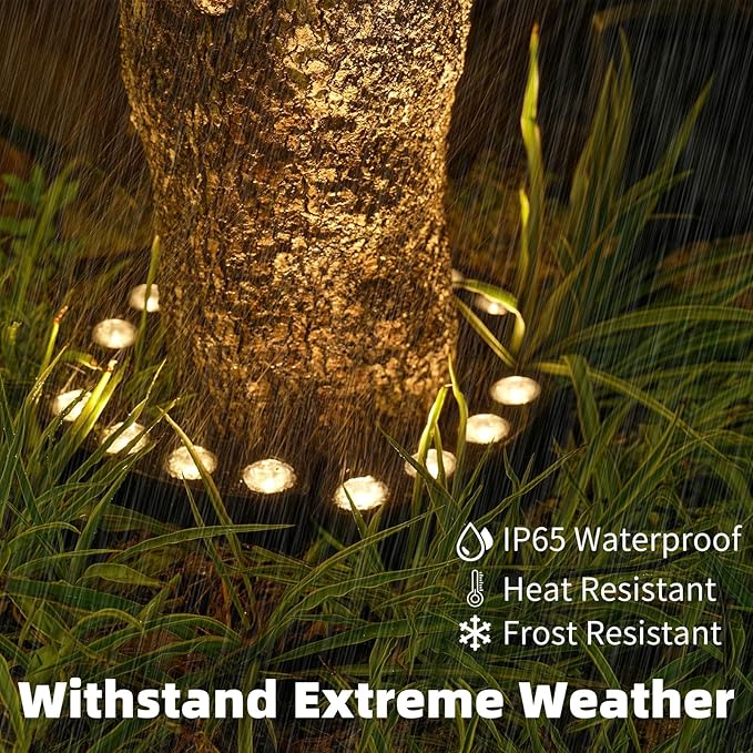 Solar Palm Tree Lights Outdoor, 2000MAH Ring LED Landscape Uplights - Image 4