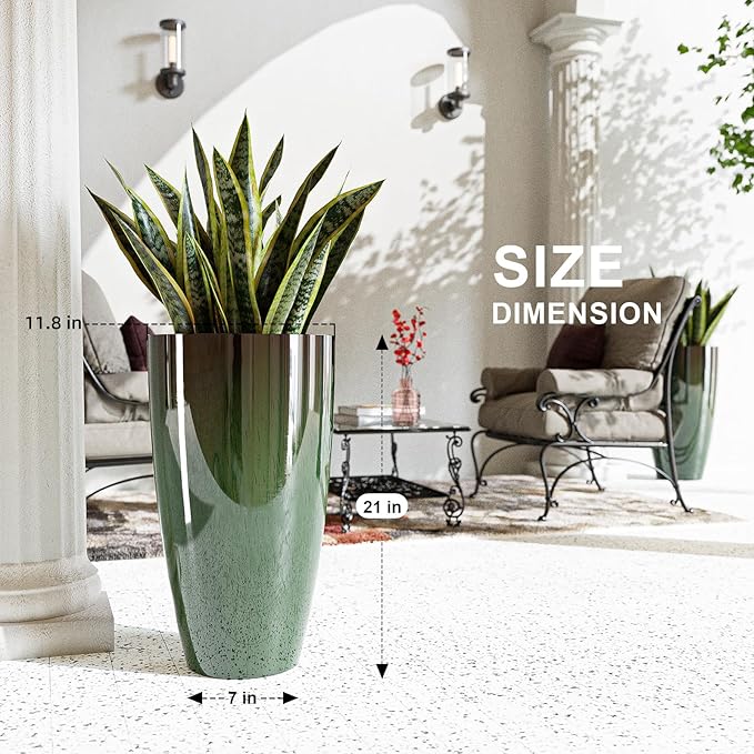 QCQHDU 21 inch Tall Planters for Outdoor & Indoor Plants, 2 Pack Sturdy - Image 5