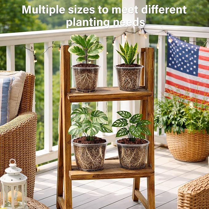 16 Pack 10/8/6/5 Inch Reinforced Large Clear Nursery Pots - Image 4