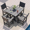 Pamapic 5 PCS Outdoor Dining Set, Spacious HDPE Outdoor Table and Chairs by Pamapic