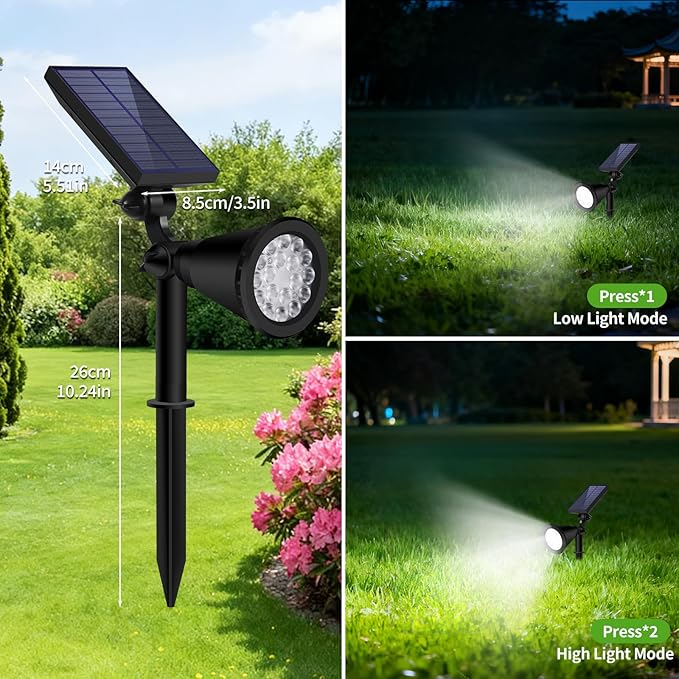 Solar Spot Lights Outdoor Waterproof, 18 LED Solar Powered Landscape Lighting - Image 6