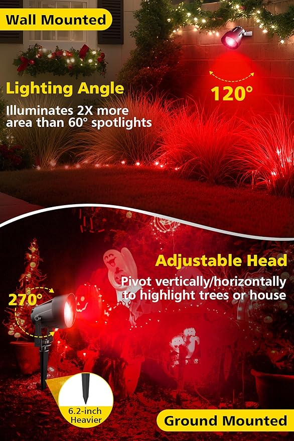 T-SUN Red Spotlight Outdoor, Waterproof LED Landscape Lighting - Image 5