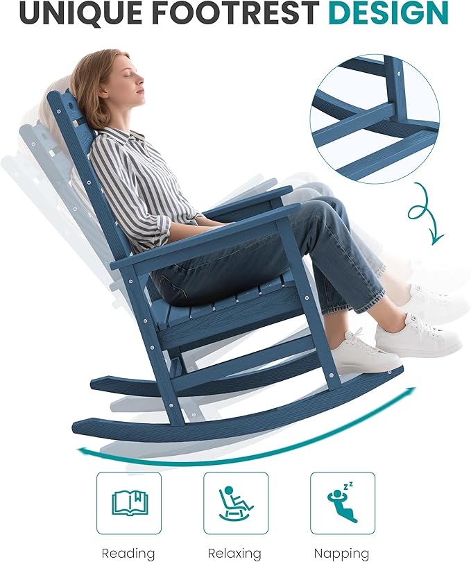 SERWALL Outdoor Rocking Chair Set of 2, Oversized Rocking Chair - Image 5