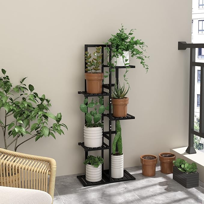 Laiensia 5 Tier Bamboo Plant Stand Rack 6 Potted Multiple Flower Pot Holder - Image 5
