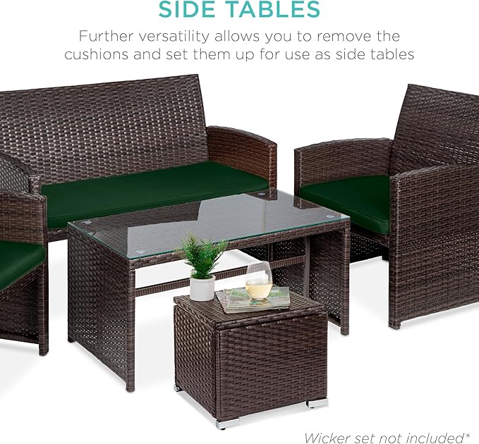 Best Choice Products Set of 2 Wicker Ottomans, Additional Seating, Side Table - Image 7