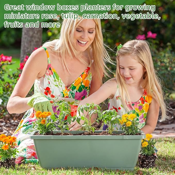12 Pack Window Box Planter 17 Inches Rectangular Vegetable Flower Planters - Image 5
