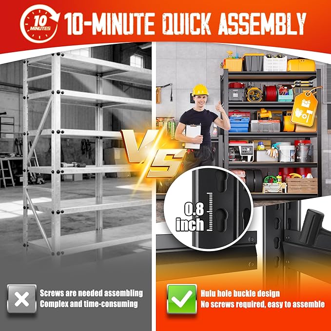 Set of 3 Garage Shelving-2050 lbs 5 Tier Storage Shelves, Adjustable Heavy Duty - Image 6