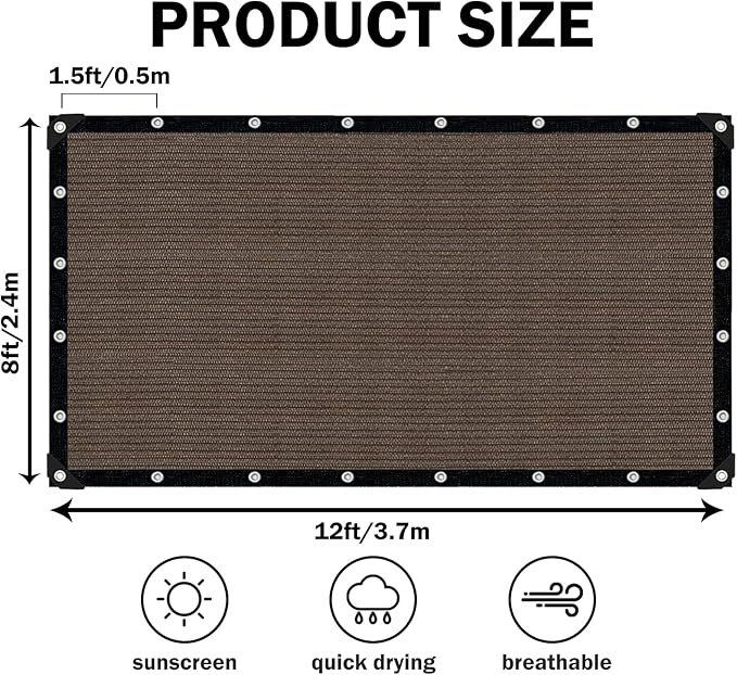Sun Shade Cloth with Grommets, 90% UV Protection Shade Fabric, Pergola Shade - Image 2