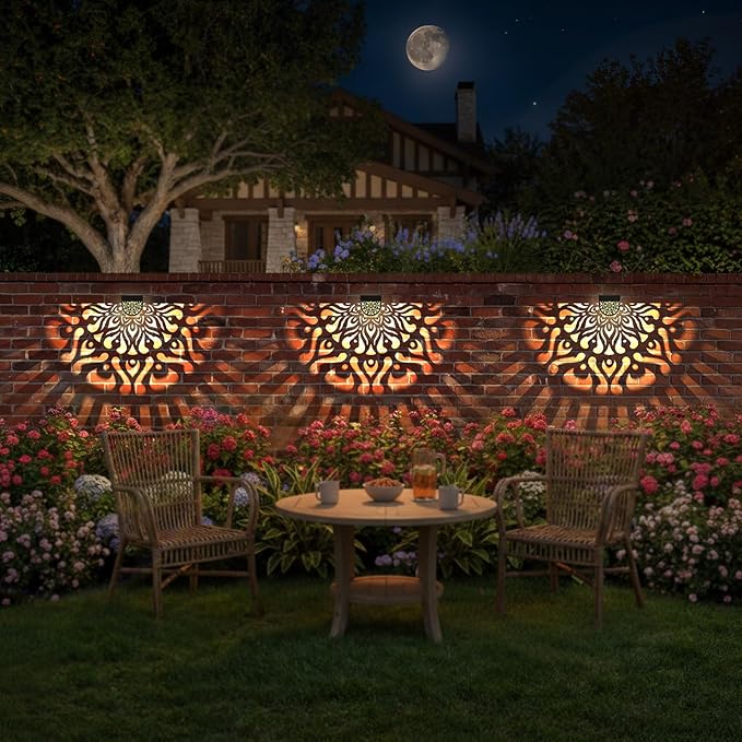 6 Pack Solar Fence Lights Outdoor Wall Lights Plastic Solar Powered Deck Step - Image 5