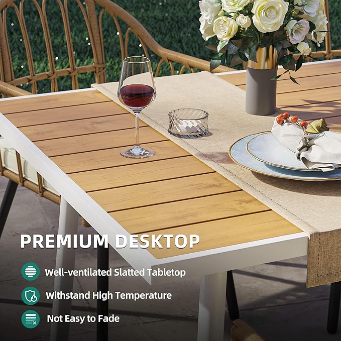 DWVO Patio Table Rectangle 59"x34.2", Patio Dining Table - Image 8