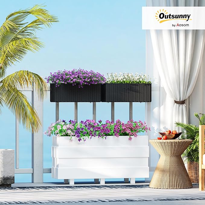 Outsunny Railing Planter Box, Hanging Flower Pots - Image 2