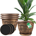 16 Inch Large Planter Pot for Plants Indoor Outdoor, 4 Pack Plastic Flower Pots by Fodetyff