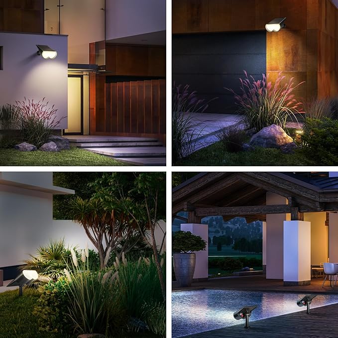 Consciot Solar Spot Lights Outdoor, 16 LEDs IP67 Waterproof, Auto On/Off Solar - Image 6