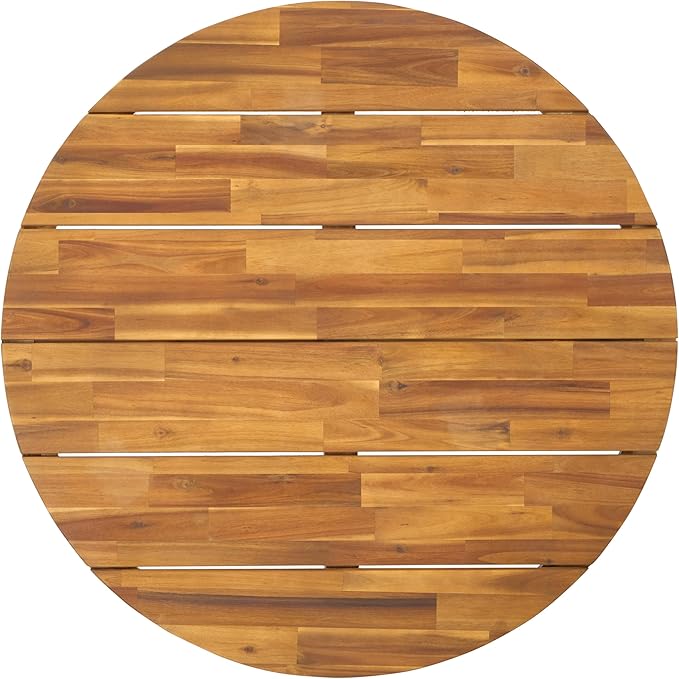 SAFAVIEH Outdoor Collection Leo Natural/Black 4-Leg Round Coffee Table - Image 6