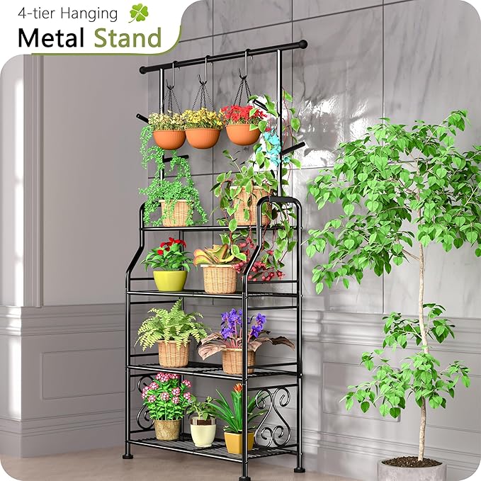 GIOTORENT Plant Stand Indoor Outdoor, 4-Tier Heavy Duty Metal Shelves, Display - Image 4