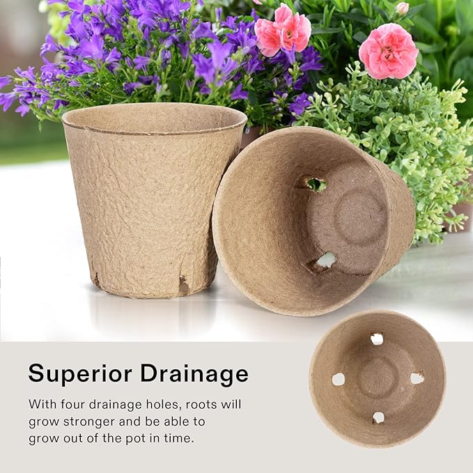 VIVOSUN Peat Pots, 120 Packs 3.15-Inch Seed Starting Pots - Image 6