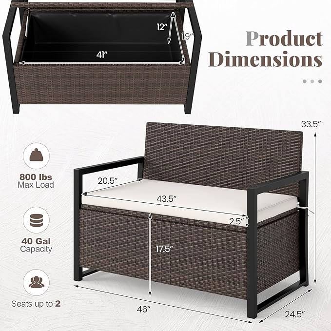 Tangkula 40 Gallon Outdoor Bench - Image 3