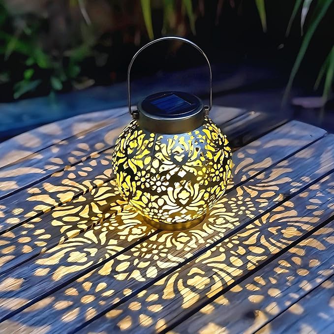 2 Pack Outdoor Solar Hanging Lantern Lights Metal LED Decorative Lamp - Image 7