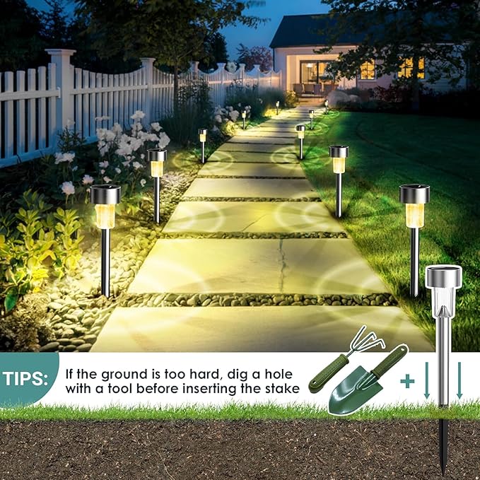 GIGALUMI Solar Lights Outdoor Waterproof, 20 Pack Warm White, Garden Decor - Image 3