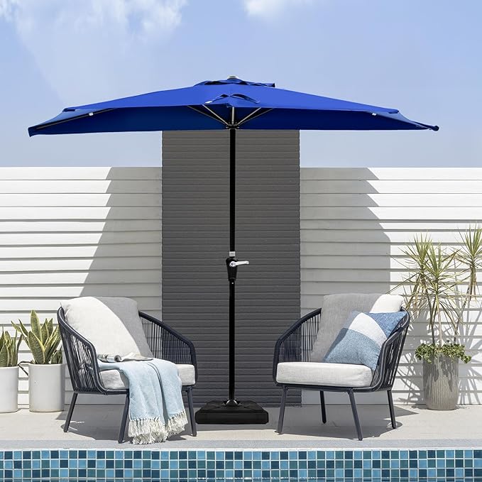 OLIXIS Half 9Ft Umbrella Outdoor Patio, Scalloped Patio Umbrella - Image 6
