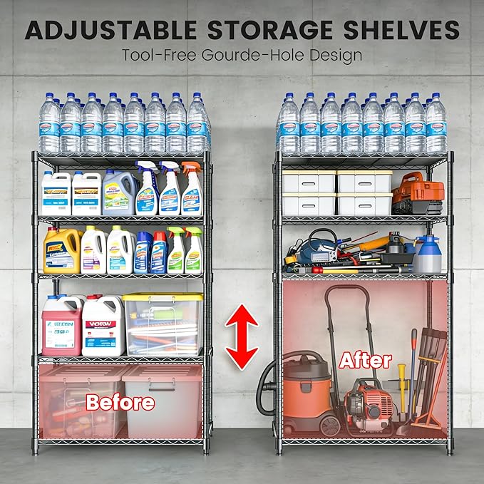 Xcity Storage Shelves, 5 Tier Heavy Duty Metal Shelving Unit, 2000 LBS Capacity - Image 4