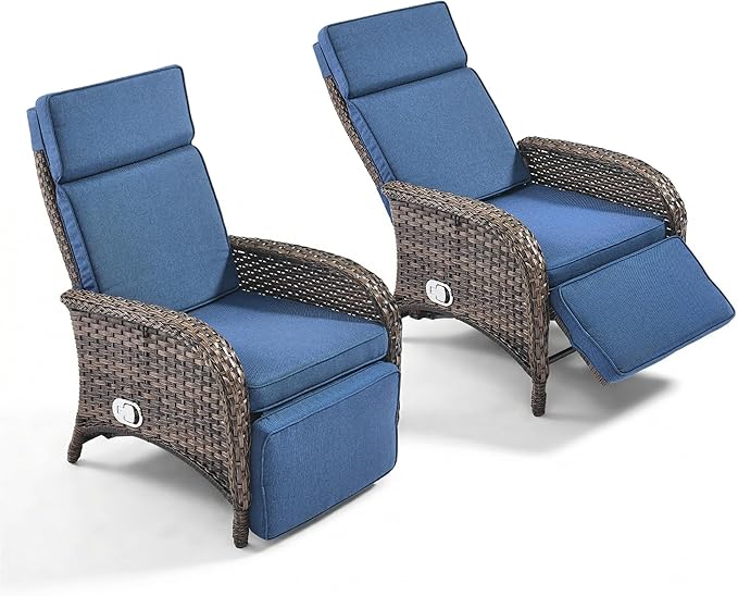 Zero Gravity Wicker Patio Recliner Chairs Set of 2 - Image 7