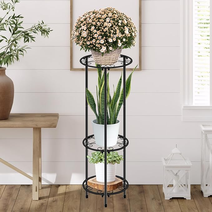 CASIMR Plant Stand Indoor Outdoor, Metal Rustproof Flower Shelf 3 Tier 32.3 inch - Image 4