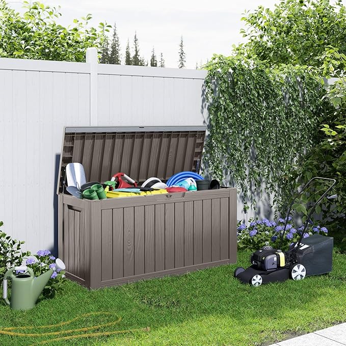 90 Gallon Resin Deck Box, Lockable Patio Outdoor Storage Box - Image 6