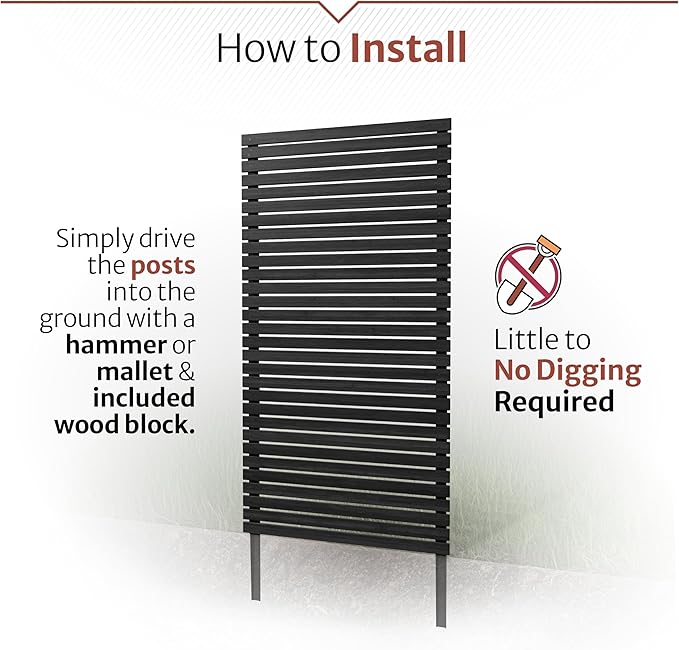 6ft H x 3.1ft W No Dig Enclo Aspen Charcoal Wood Privacy Screen, Decorative - Image 4
