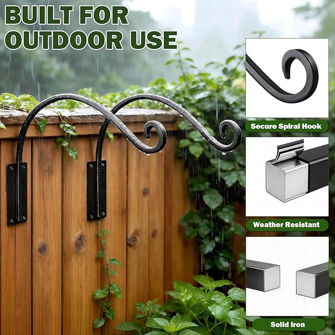 16 Inch Plant Hangers Outdoor 4 Pack, Plant Hanging Hook Bracket - Image 6