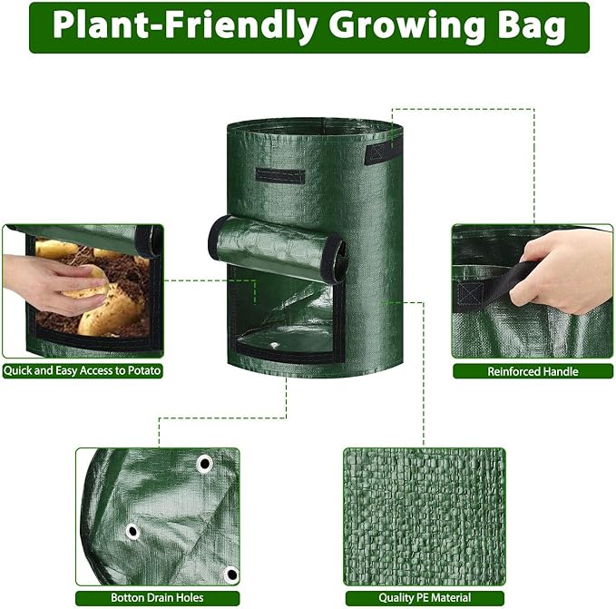 JJGoo 2 Pack 10 Gallon Garden Potato Grow Bags - Image 3