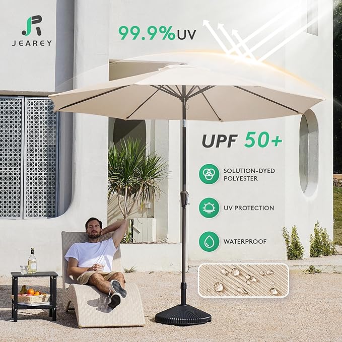 JEAREY 9FT Outdoor Patio Umbrella Market Umbrella - Image 3