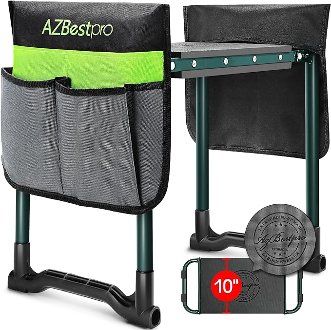 Garden Kneeler and Seat Heavy Duty, Upgraded Foldable Gardening Stool by AZBestPro