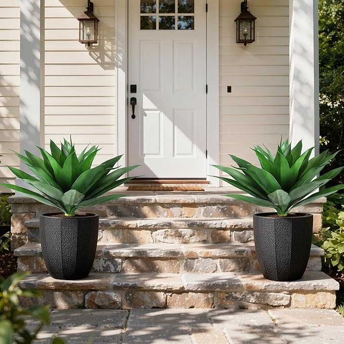 Ivydale Fake Plants 18 Inch Agave Artificial Plants Outdoor 2 PCS - Image 8