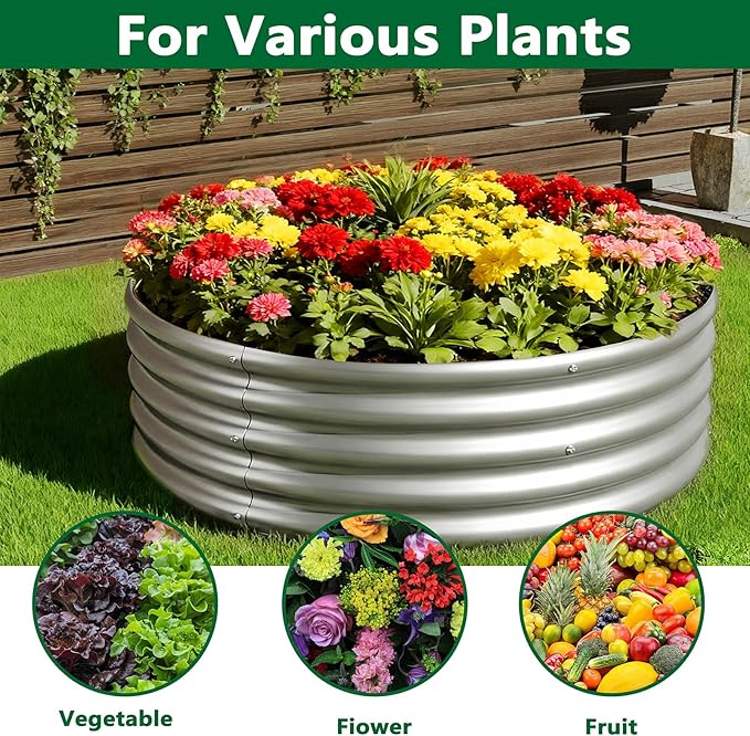zizin 2 Pack Galvanized Raised Garden Bed Metal Round Raised Garden Beds - Image 5