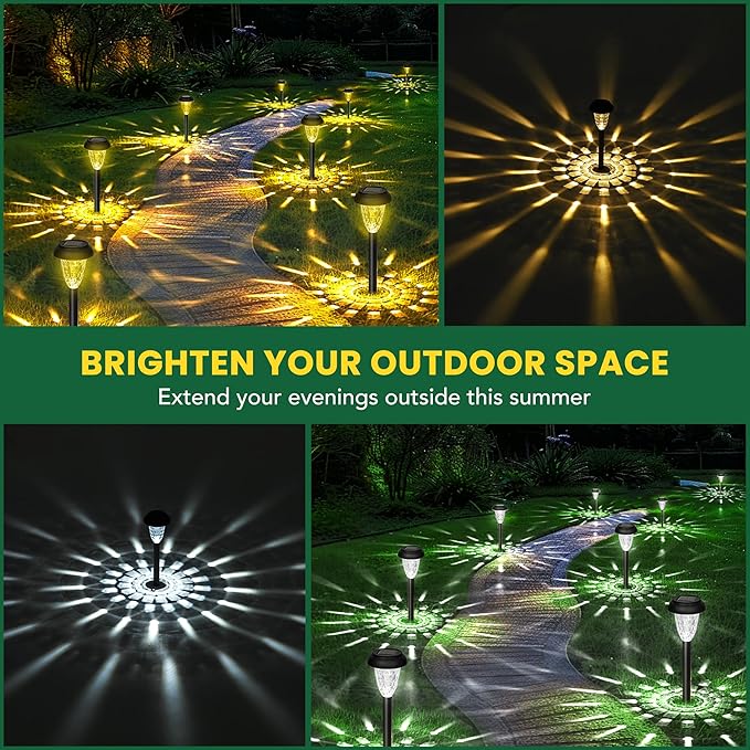 GIGALUMI 12 Pack Solar Light Outdoor Waterproof, Warm White Pathway Lights - Image 2