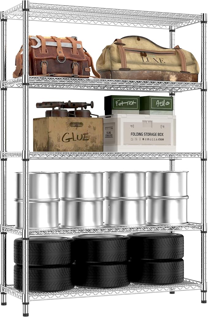 IZEUK 4250 LBS Garage Shelving Wide Storage Shelves 5 Tier Metal Shelves Heavy by IZEUK