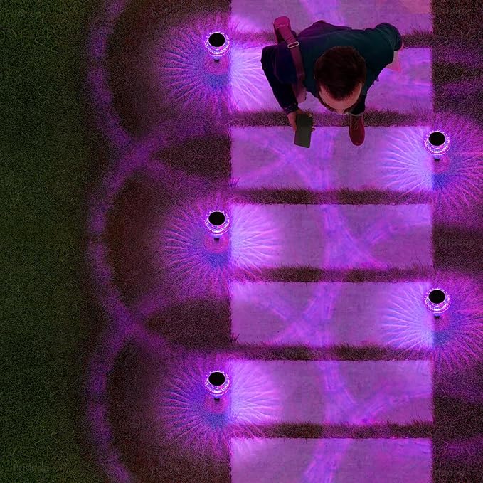 Solar Lights Outdoor Pathway Waterproof 8 Pack Purple LED Acrylic Mushroom - Image 6