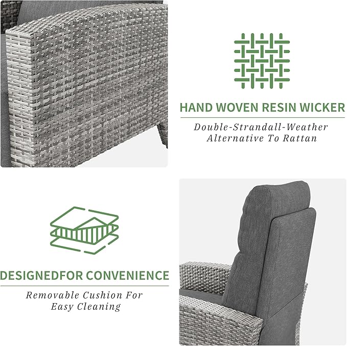 IDEALHOUSE Wicker Outdoor Recliner Reclining Patio Chairs - Image 8
