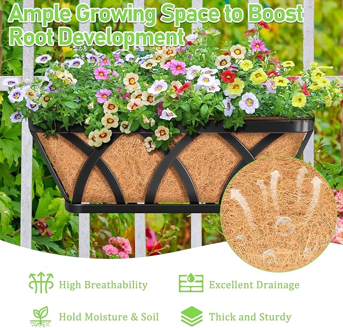 Riare 2 Pack 16 Inch Metal Railing Planter Window Box - Image 6
