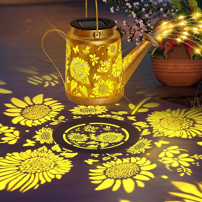 Sunflower Solar Watering Can Lights, Outdoor Waterproof Garden Lanterns - Image 2