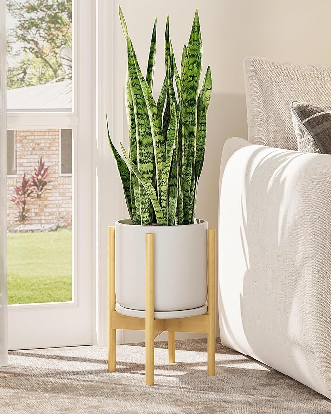 Adjustable Plant Stand Indoor, Bamboo Plant Stand Fits 8 9 10 11 12 Inches by Gentingbro
