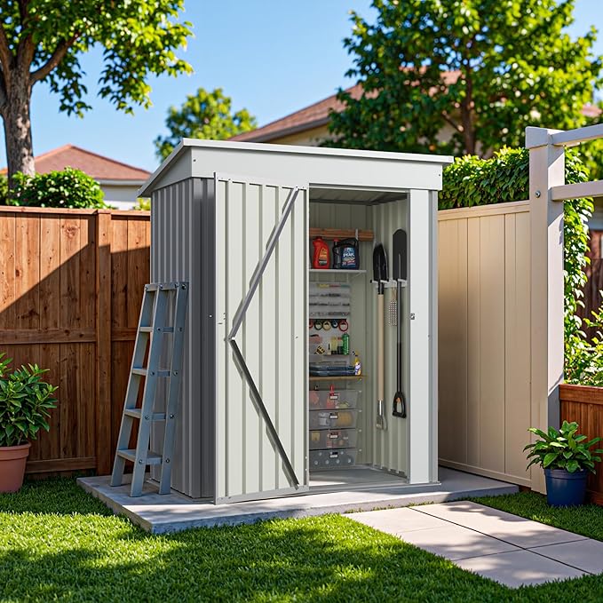 Greesum 5×3 FT Outdoor Storage Shed, Metal Storaged Sheds Without Floor - Image 6