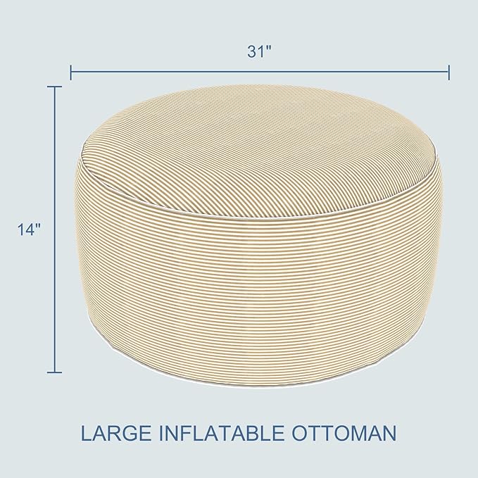 LVTXIII Indoor/Outdoor Extra Large Inflatable Ottoman Pouf D31 x H14 Inch - Image 3