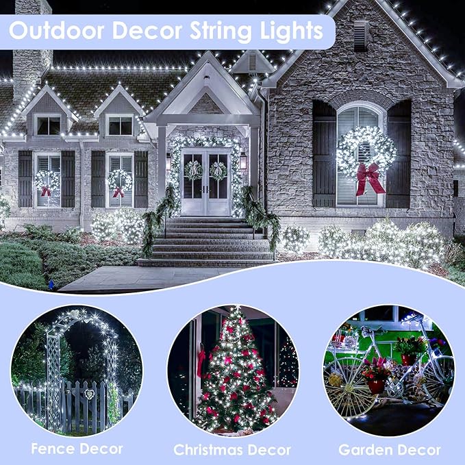 66Ft 200LED Fairy Lights Plug in, Waterproof String Lights Outdoor & Indoor 8 - Image 6