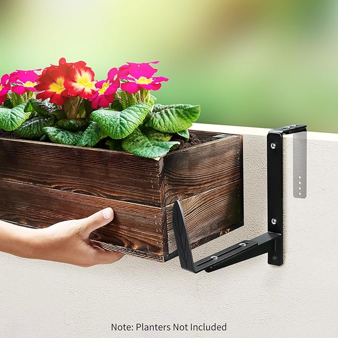 Window Box Brackets, Adjustable Planter Box Brackets, Heavy Duty Iron Flower - Image 5