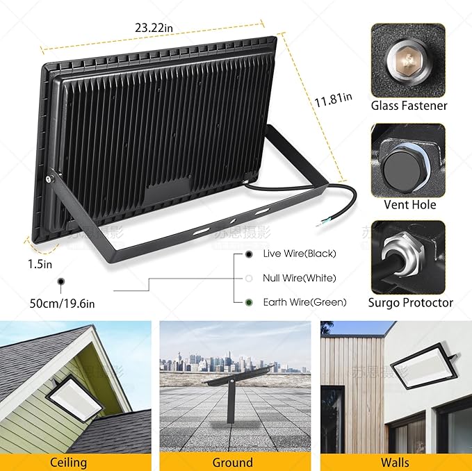 600W 2pack LED Stadium Flood Lights, 67500LM Super Bright LED Arena Outdoor - Image 2