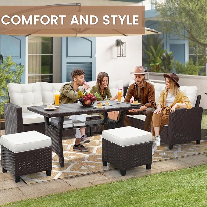 KROFEM6-Piece Patio Furniture Set, Outdoor Sectional Sofa - Image 5