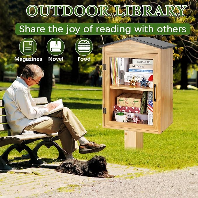 Outdoor Library Outdoor Book Box Storage Wooden Cabinet Little Literature Box - Image 7